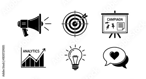 Accelerate Business Growth Essential Marketing Icons for Strategy, Analytics, and Engagement