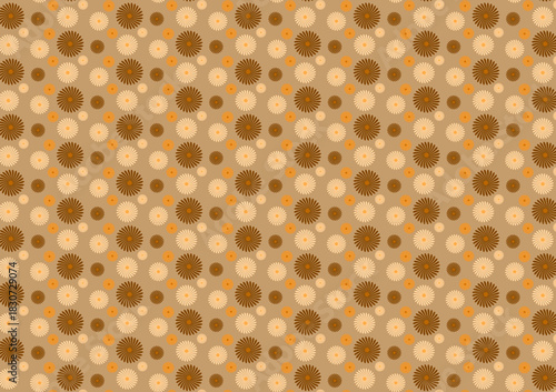colorful brown, orange shades seamless pattern with flowers illustration wallpaper background