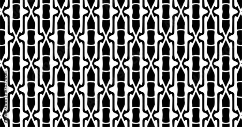 Black and white seamless pattern with narrow repeating geometric bars in a clean ornamental style.