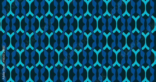 Deep blue seamless pattern with rounded geometric links forming a clean modern decorative texture.