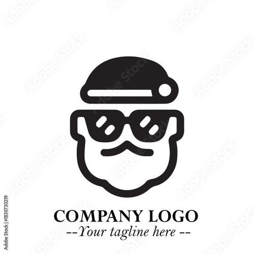 Santa Claus Logo Symbol in Black on White Background for Classic Holiday Branding and Design ArtPlus