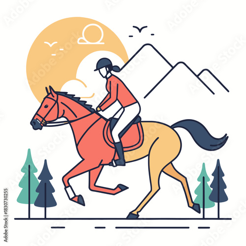 A single rider on a galloping horse icon in open landscape