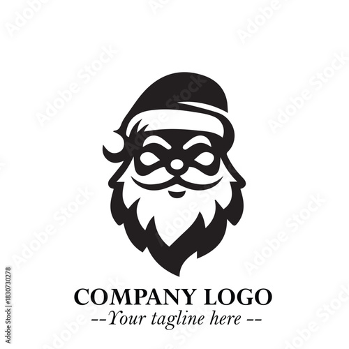 Santa Claus Logo Symbol in Black on White Background for Classic Holiday Branding and Design ArtPlus
