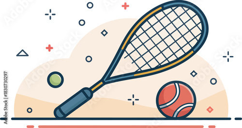 A squash ball icon in flat design representing the sport