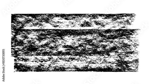 Black roller texture isolated on white background. Ink linocut. Black Friday sale banner background. Grunge brush stroke. Hand-drawn artistic element with textured edges. Vector illustration, EPS 10.