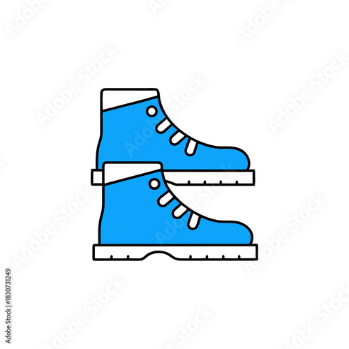 Illustration of two blue boots stacked on each other on transparent background