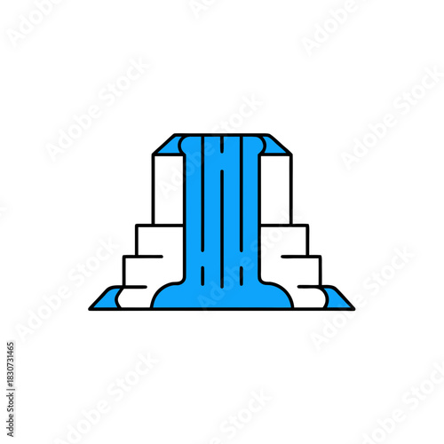 Illustration of a stylized waterfall with white steps on transparent background