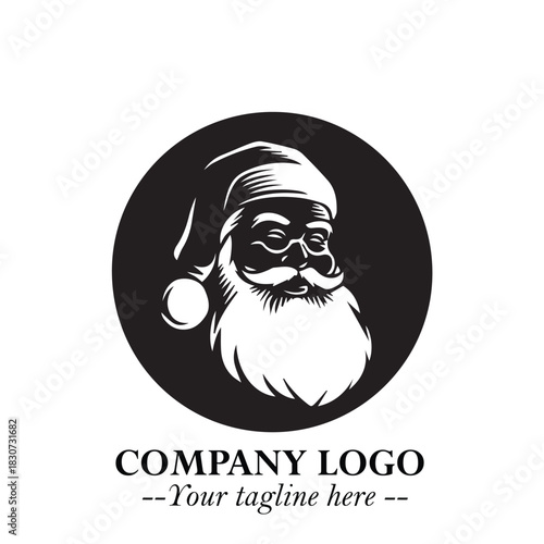 Santa Claus Logo Symbol in Black on White Background for Classic Holiday Branding and Design ArtPlus