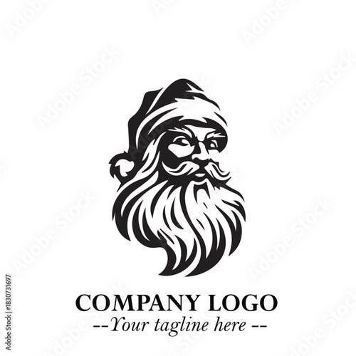 Santa Claus Logo Symbol in Black on White Background for Classic Holiday Branding and Design ArtPlus