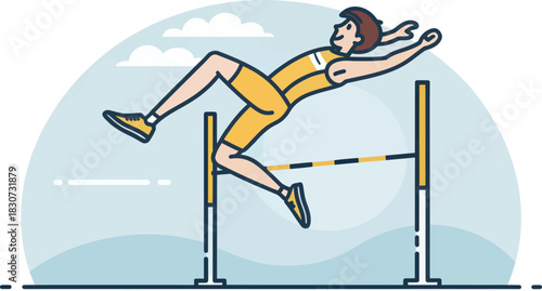 Athlete jumping high over bar in athletics competition