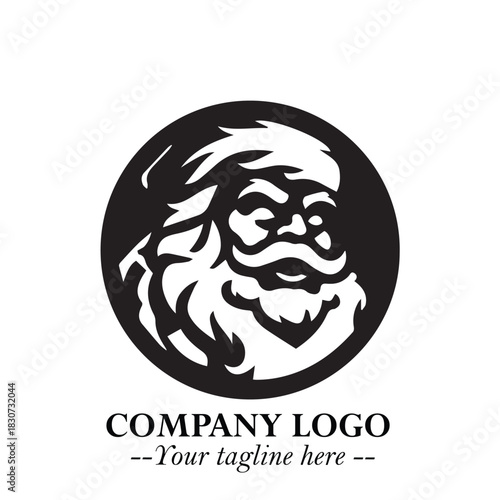 Santa Claus Logo Symbol in Black on White Background for Classic Holiday Branding and Design ArtPlus
