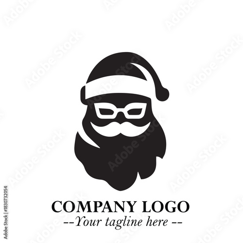 Santa Claus Logo Symbol in Black on White Background for Classic Holiday Branding and Design ArtPlus
