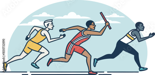 Athletic Relay Race Icon In Flat Minimal Bold Design Style