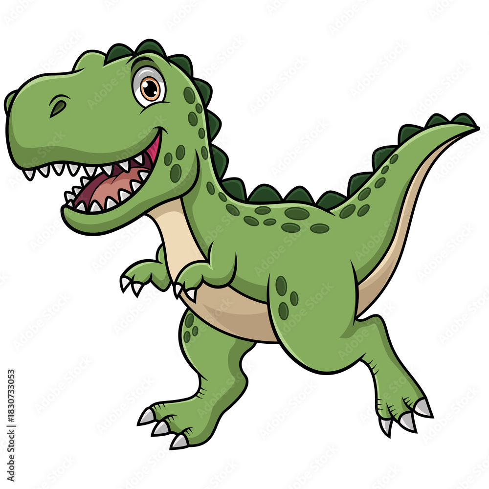 Naklejka premium Cartoon happy tyrannosaurus rex