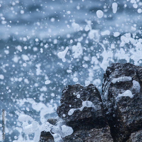 Ocean Wave Splash Close-Up, Dramatic Sea Water Explosion, Sea Wave Crash Close-Up, Crashing Waves on Rocks