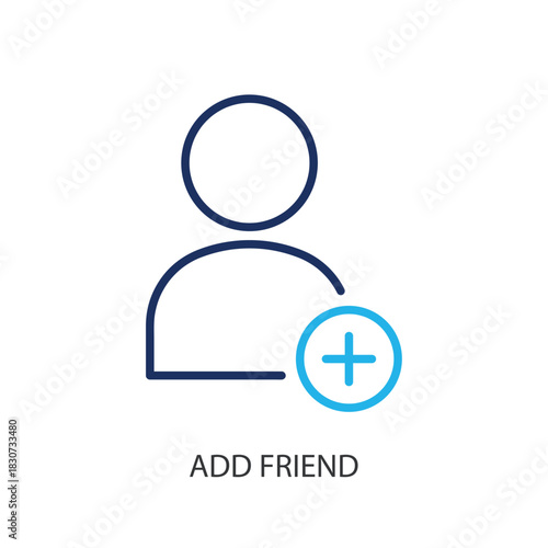 Add friend thin line icons. Original vector illustration.