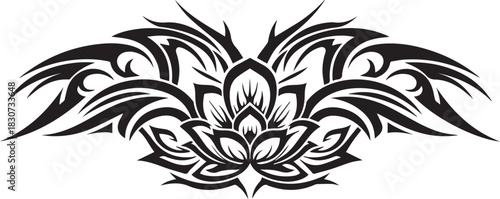 Tribal Flower Tattoo Ornament Vector Design