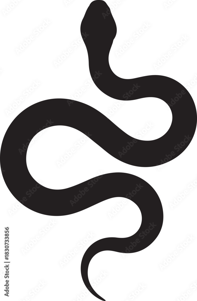 Fototapeta premium Clean Vector Silhouette of a Coiled SnakePrint