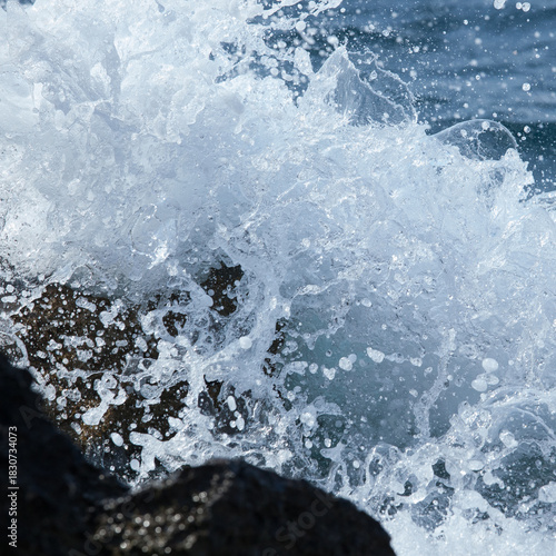 Ocean Wave Splash Close-Up, Dramatic Sea Water Explosion, Sea Wave Crash Close-Up, Crashing Waves on Rocks