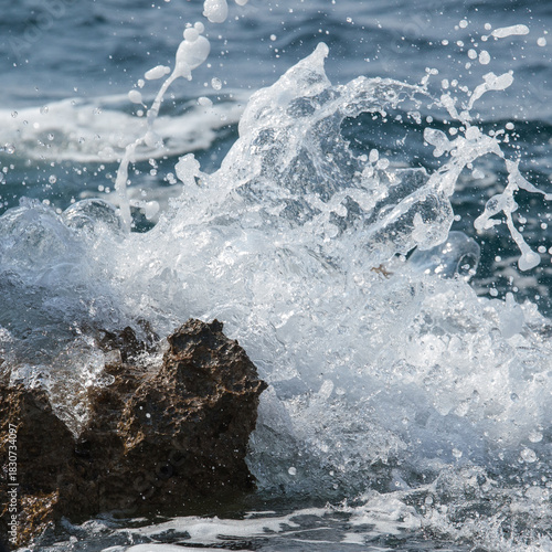 Ocean Wave Splash Close-Up, Dramatic Sea Water Explosion, Sea Wave Crash Close-Up, Crashing Waves on Rocks