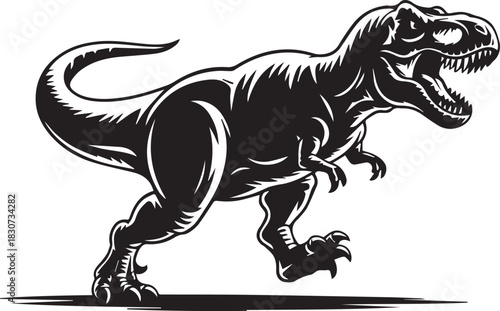 PrintBold Vector Illustration of a Running Tyrannosaurus Rex