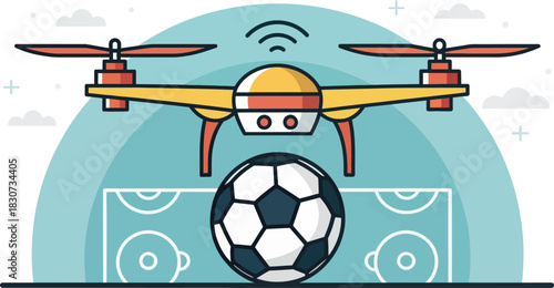 Drone Soccer Icon Vector Illustration of a Hybrid Sport
