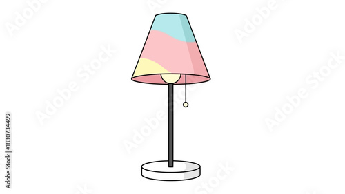 Pastel Desk Lamp Illustration with Colorful Shade for Home Decor