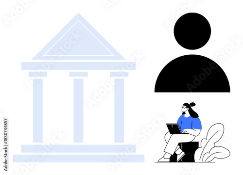 Digital banking concept. Digital banking through institutional imagery, user interaction, and mobile technology. Digital banking transforms financial services. For fintech, user experience, online