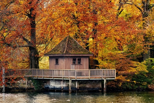 old wooden house in autumn