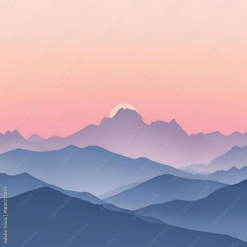 Obraz premium sunset in mountains graphic art