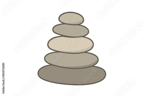 Balanced stack of smooth gray spa stones symbolizing tranquility, harmony, and wellness