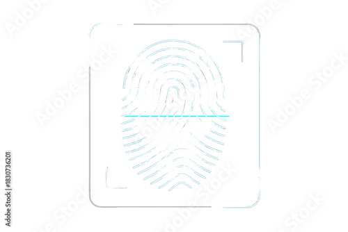 Digital biometric security scan interface with glowing fingerprint identification symbol