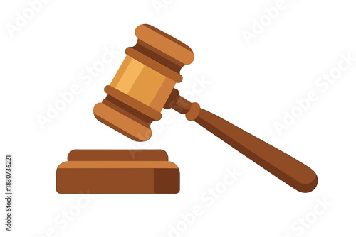 Traditional wooden gavel and striking block representing justice, law, and court authority