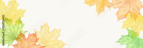 Autumn background design with watercolor brush texture maple leaves watercolor hand drawing. Abstract art wallpaper design background greeting cards and invitations to the seasonal autumn holidays