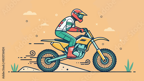 Motocross icon vector design of a rider competing in a race