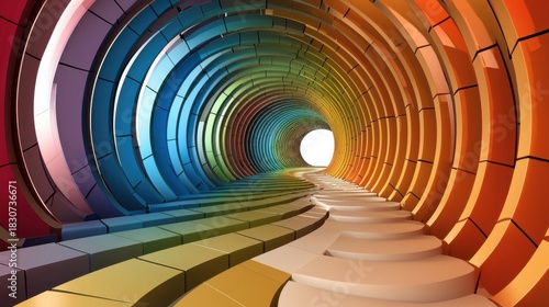 Wallpaper Mural Colorful Abstract Tunnel with Smooth Gradients and Dynamic Lines Torontodigital.ca