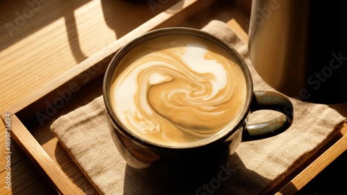 Milk Pouring Into Coffee Cup Creates Beautiful Latte Art In Slow Motion