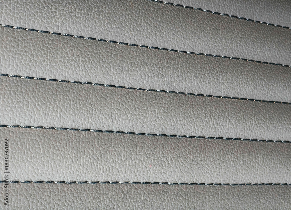 Obraz premium Light Gray Leather Texture with Black Stitching