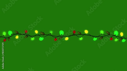 Animated decorative lights, green screen, with interesting ornaments.	
