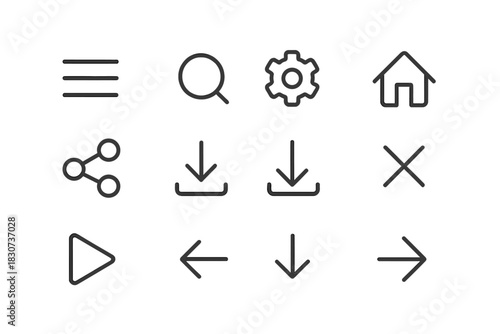 Essential set of user interface line icons for modern web and mobile applications