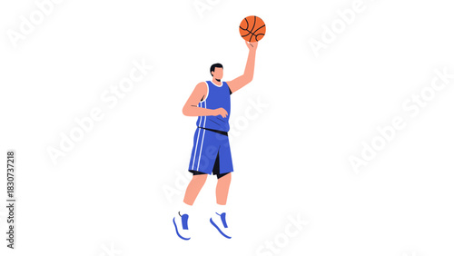 Basketball Player in Mid-Air Shooting a Basketball.