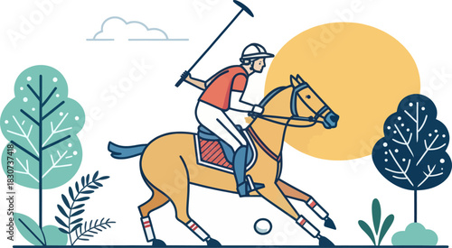 Polo players in action during a traditional sports match