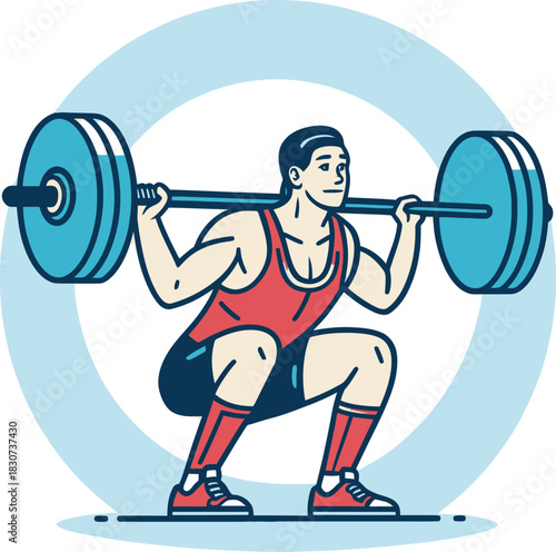 Powerlifter Squatting Heavy Weight with Strong Technique