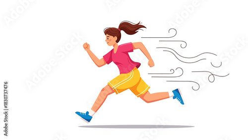 Dynamic Woman Running with Determination and Speed.