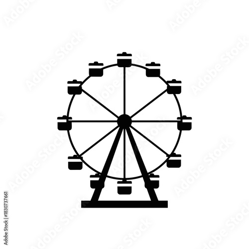 Simple black and white ferris wheel icon