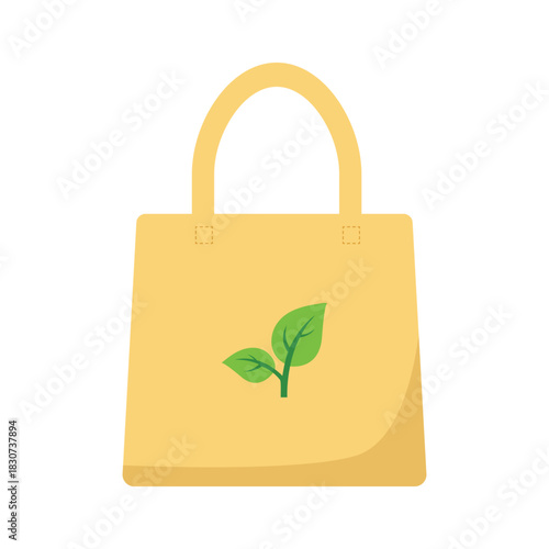 Eco friendly bag vector with green leaf logo. Symbol of zero waste shopping and sustainable lifestyle