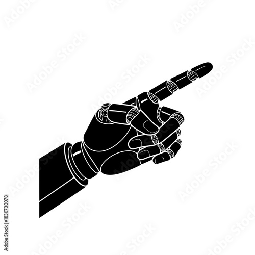 Robotic hand pointing upwards with detailed articulation