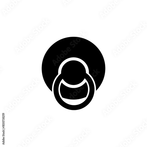 Simple black icon of a pacifier on a white background