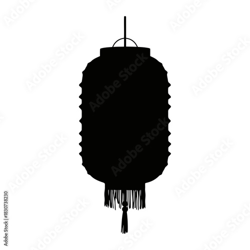 Black silhouette of a traditional chinese lantern with tassel