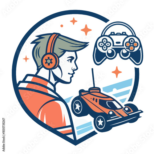 Rocket League game with car icon vector representation